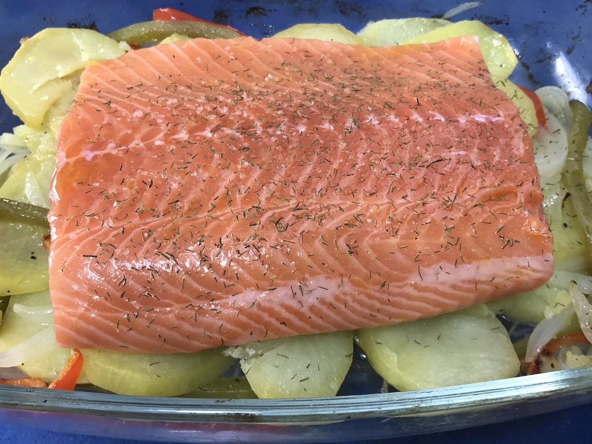 receta de salmon al horno con patatas